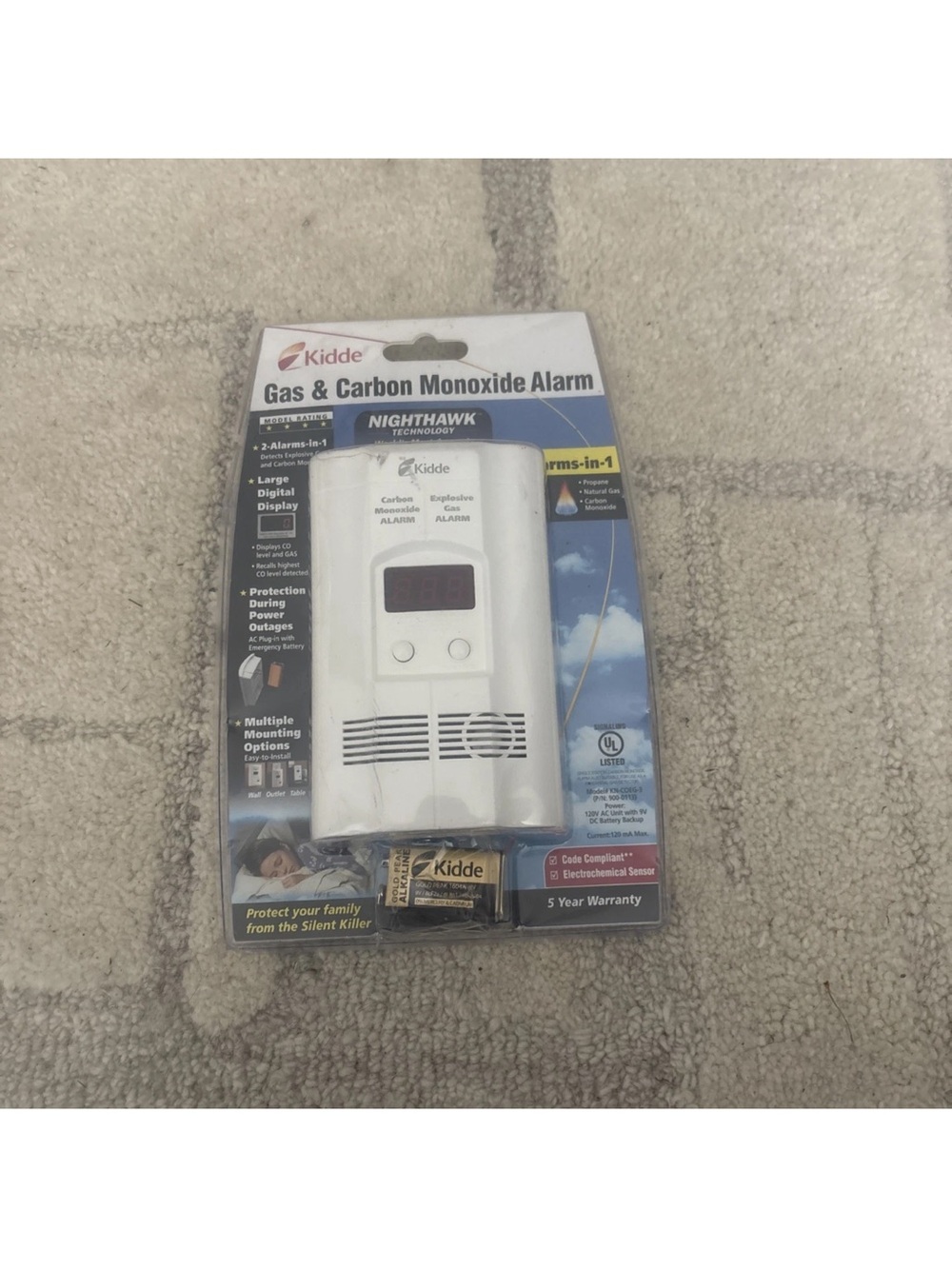 Kidde Nighthawk Gas & Carbon Monoxide Alarm - White